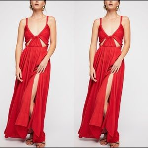 FREE PEOPLE ISSA RARE DRESS XS NWOT RED